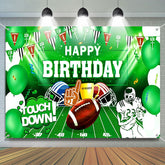 Aperturee - Touch Down Green Football Field Birthday Backdrop